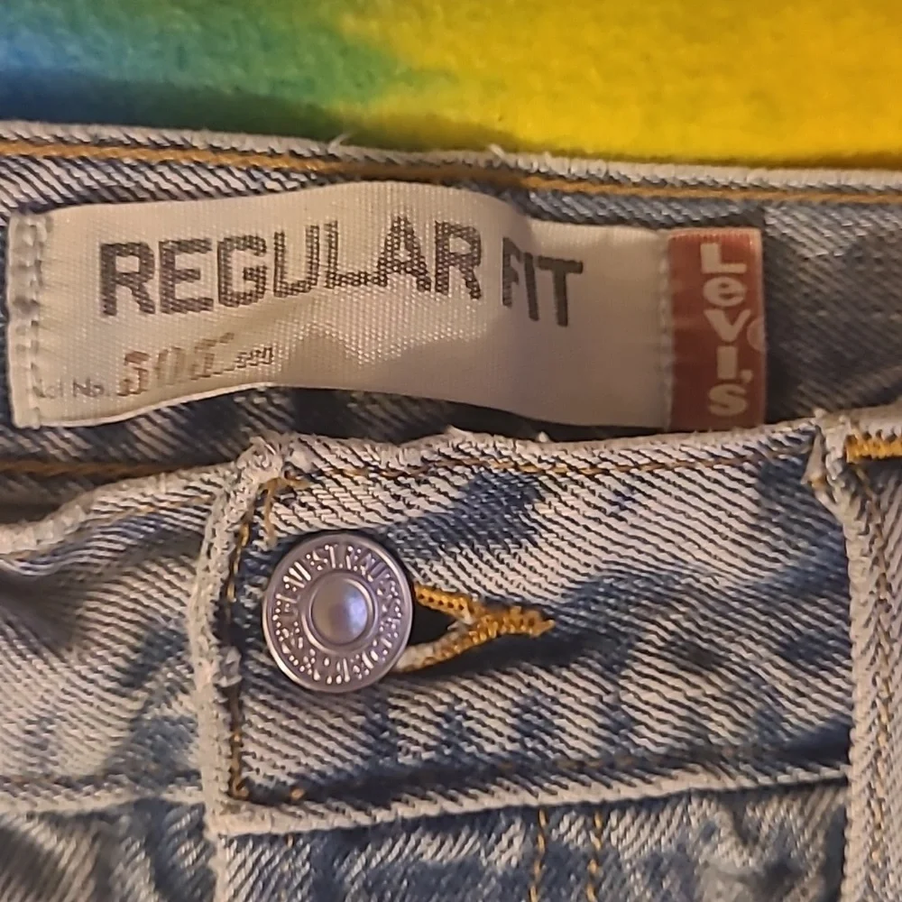 Levi’s 505 Vintage 90's Denim Faded Thrashed Blue Jeans Straight Leg 31 x 32